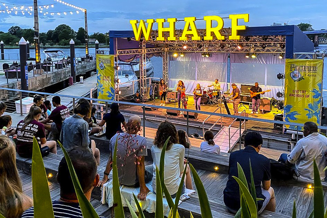Enjoy a free concert on Transit Pier every Wednesday evening. Photo courtesy of Wharf DC