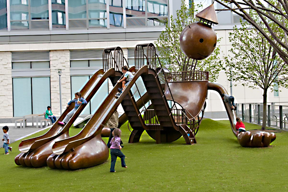 Tom Otterness Playground is one of our favorite toddler playgrounds in Manhattan