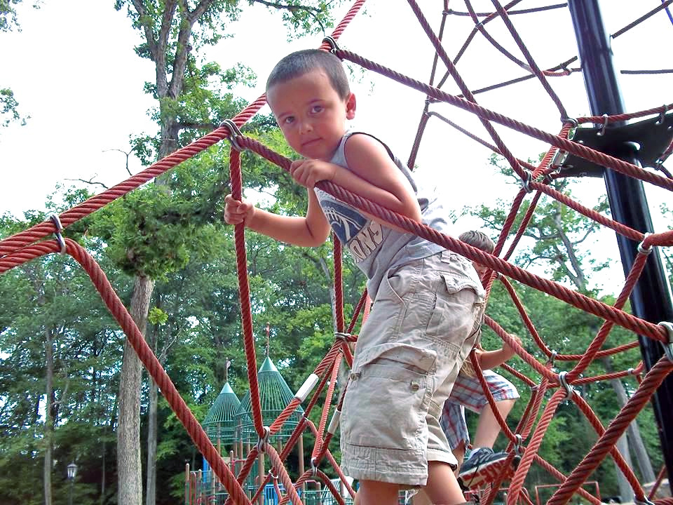 The rope climber is just one of the fun features at Rockwell Park. Photo courtesy of Bristol Parks and Recreation/Facebook