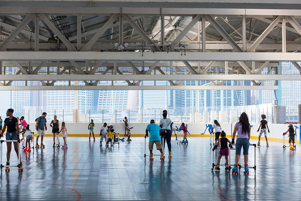 Go roller skating at Pier 2 in Brooklyn Bridge Park