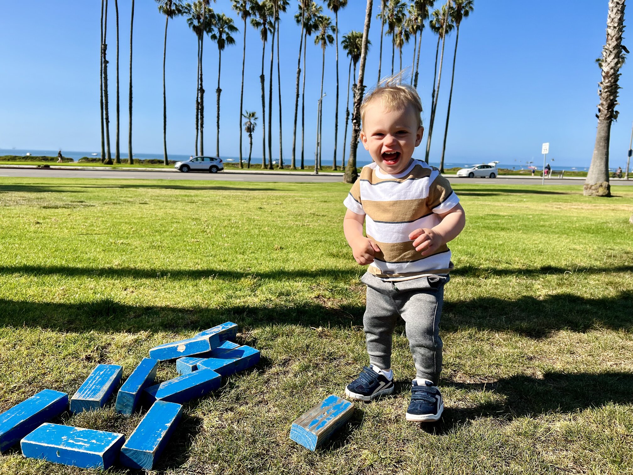 Play lawn games at the Hilton Santa Barbara while looking at the ocean and palm trees. Photo Courtesy of Gina Ragland