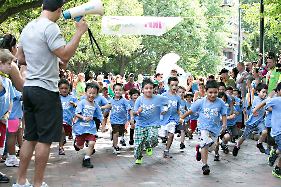 And they are off at the Run + Ride at CambridgeSide: Kids Only Duathlon. Photo courtesy of CambrideSide