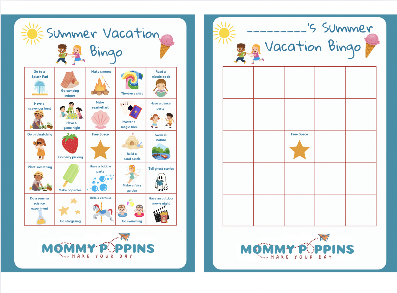 Bingo cards give structure to summer fun and put kids in the driver's seat!