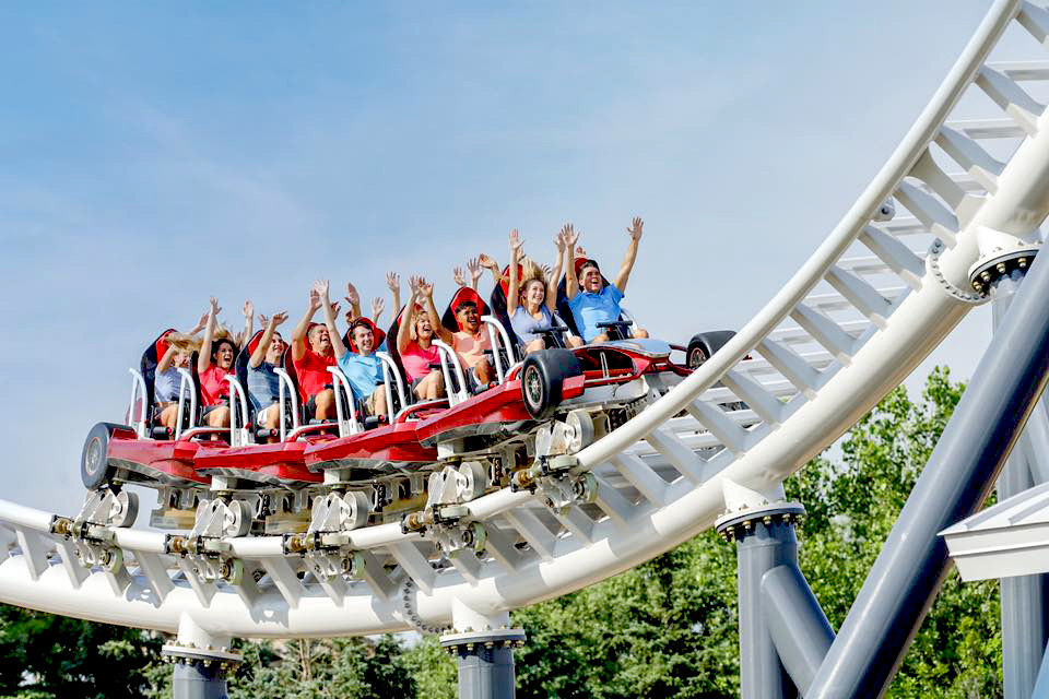 Ride high on Maxx Force at Six Flags Great America. 