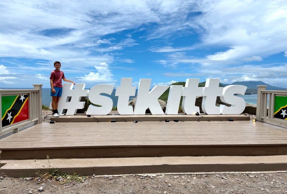 Your family and followers will know exactly where you're vacationing when you send them a pic at the St. Kitts sign at the Timothy Hill Overlook.
