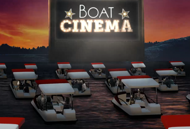 Boat on over and see a show. Perhaps something like Titanic? Or Jaws?