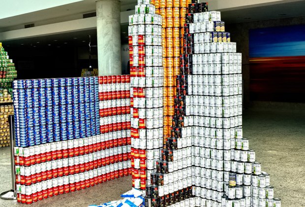 The cost of admission to Canstruction Long Island: just one can of food that are then donated to feed to feed hungry Long Islanders. Photo courtesy of the event