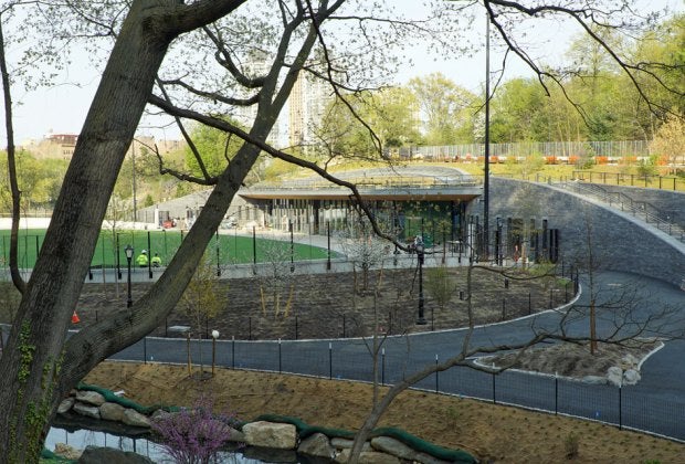 The exterior footprint of the new Davis Center at the Harlem Meer is camoflauged by the landscape, but its programming impact will be hefty. 