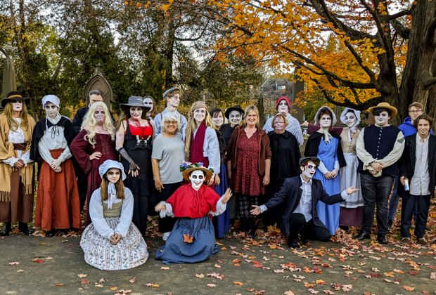 Meet the Ghosts at this year's West Hartford Hauntings, one of the top ghost and graveyard tours for families in New England. Photo courtesy of the Noah Webster House.