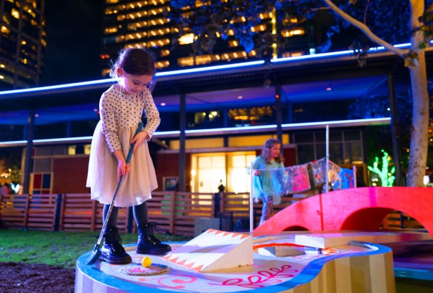 An immersive, interactive, pop-up mini-golf experience inspired by Pixar's films. Photography by Daniel Ortiz, courtesy of The PR Boutique