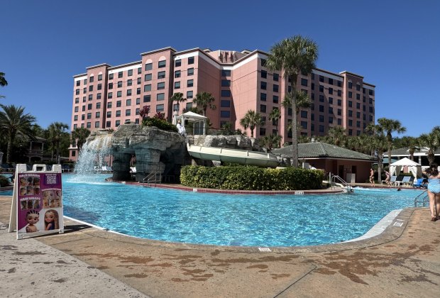 Caribe Royale Orlando has a fantastic main pool with a slide and waterfalls.