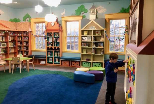 Wellesley's Fells Branch has been renovated into a "learn and play" space. Photo courtesy of Mommy Poppins