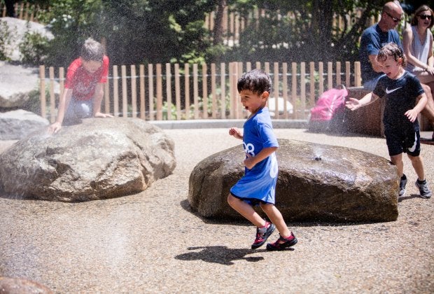 There's a sprayground at Martin's Park. Photo courtesy of Boston Seaport