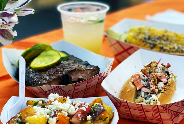 Feast on BBQ on the patio at Pineapple Express Barbecue in Montclair. 