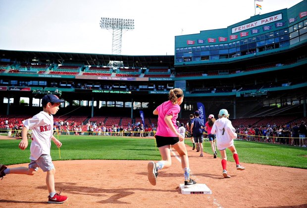 Kids can run the bases on select days at Fenway Park. Photo courtesy of the Boston Red Sox