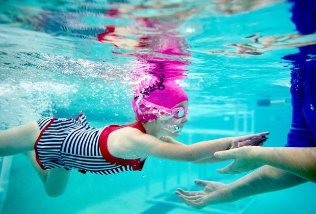 SafeSplash Swim School offers year-round swim lessons in warm-water indoor pools.