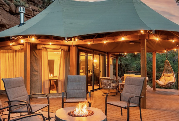 Luxury glamping accomodations await at the brand new Savannah Sunset Resort and Spa at Six Flags Great Adventure.