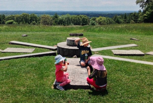 Solstice Stones mark the grassy summit of Holt Hill in Ward Reservation. 