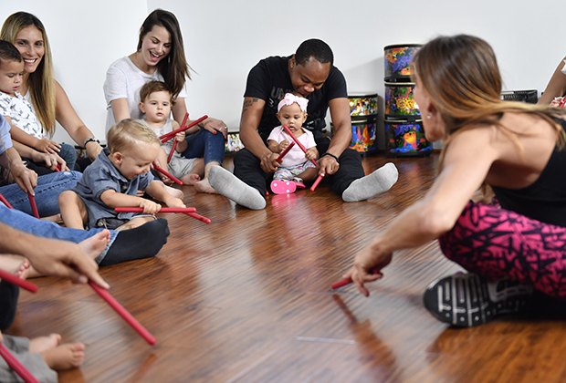 Zumbini, offered Islandwide, is a Zumba-type class for moms, dads, and little ones.