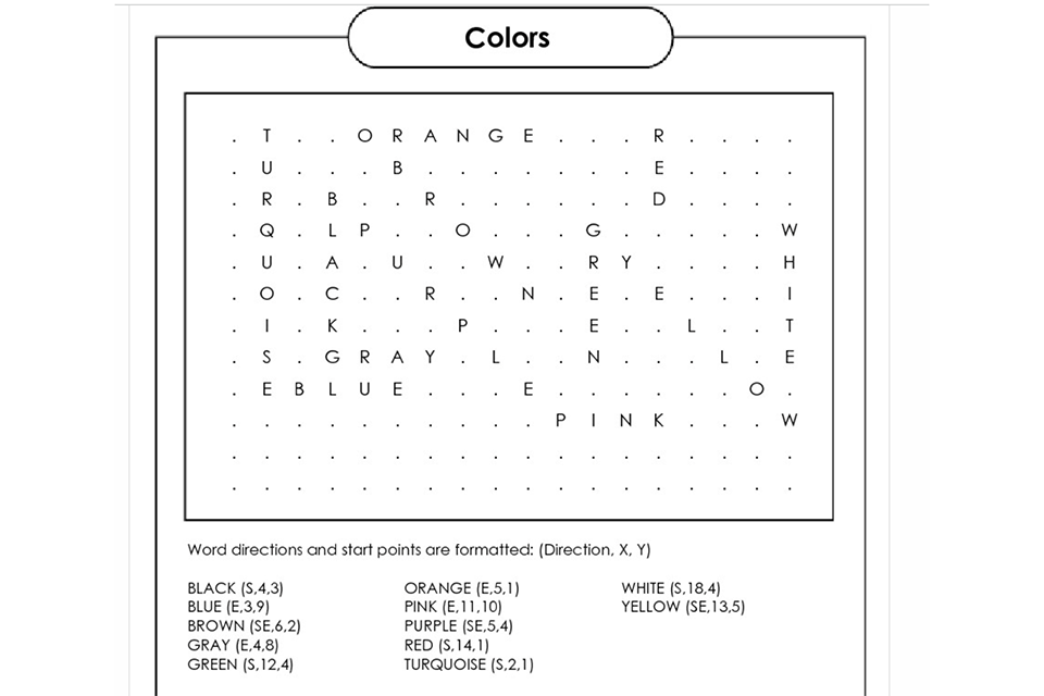 Printable Word Puzzles for Kids: Create your own word search with Super Teacher Worksheets.