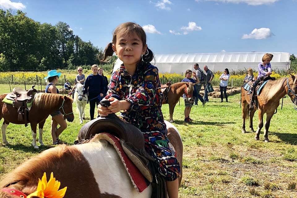 Pony rides are part of the farm fun at Terhune Orchards