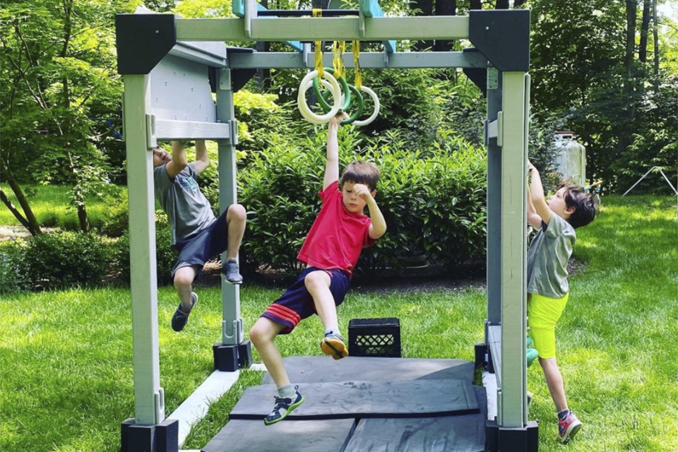 the grit ninja kids playing on portable ring challenge westchester birthday party