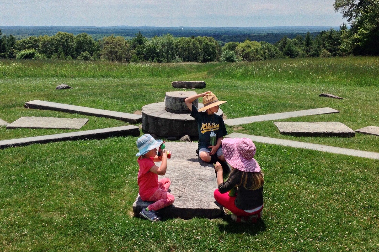 Solstice Stones mark the grassy summit of Holt Hill in Ward Reservation. 