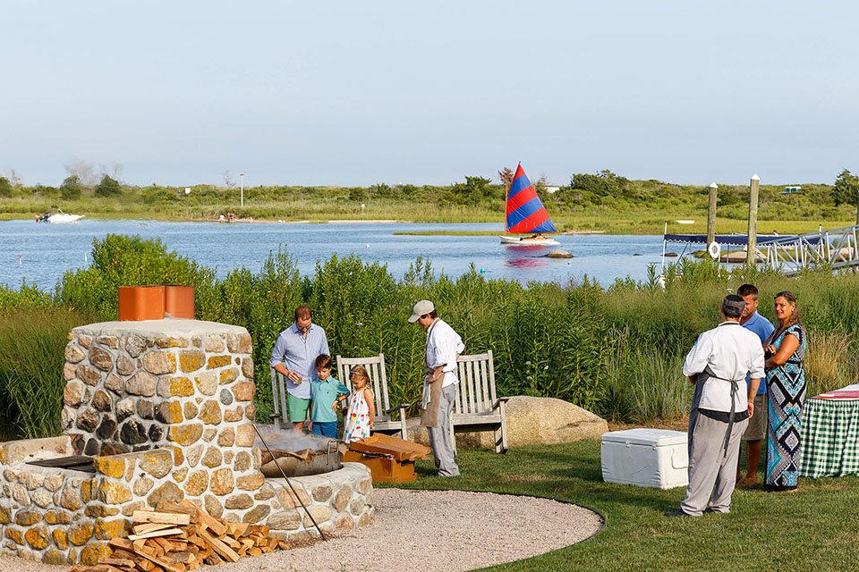 Families at the game area at Weekapaug Inn 