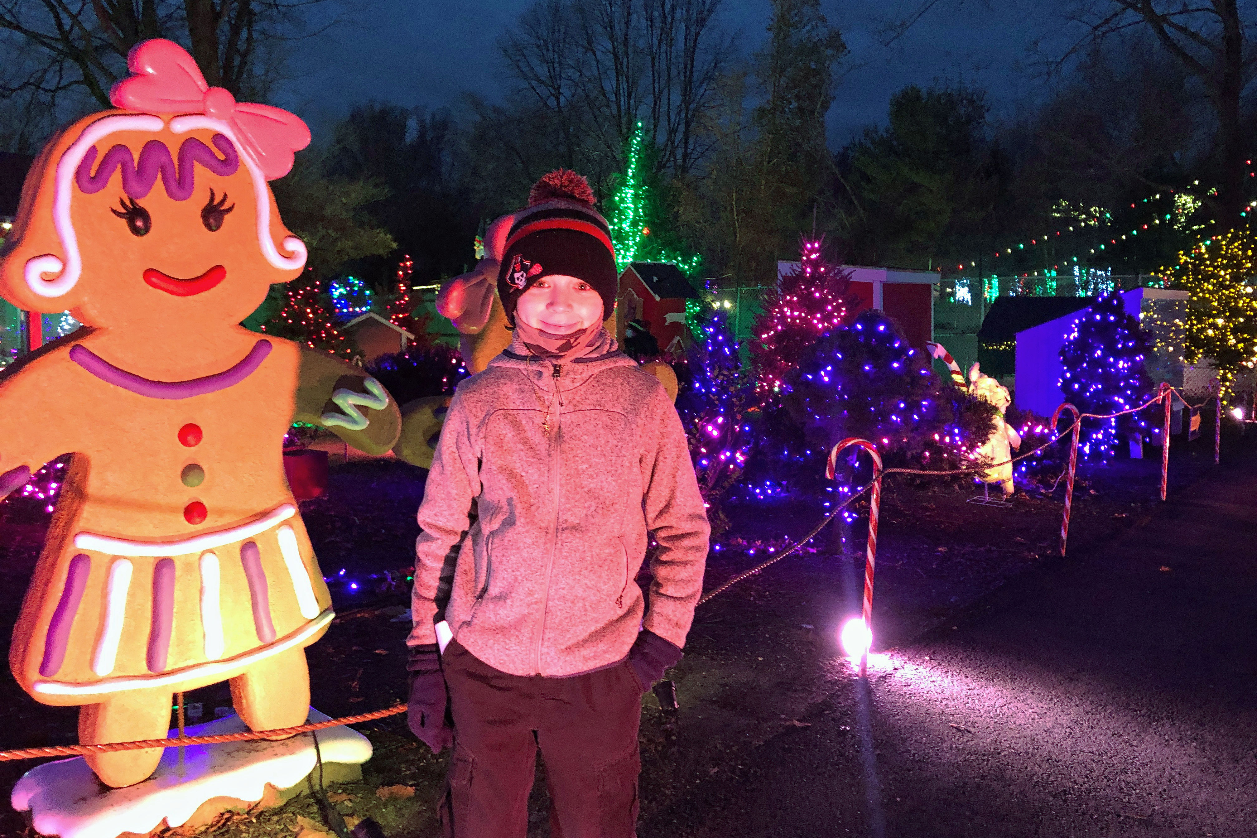 Kids can  see model trains, gingerbread figurines, and plenty more amid the lights. Photos by author